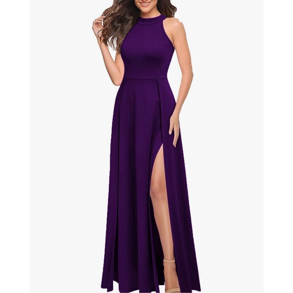 NEW Halter Neck Sexy Split Cocktail Party Maxi Long Formal Dress 2X - Picture 5 of 5